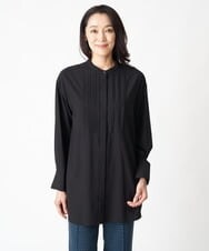 PZBJS36290 GEORGES RECH(ジョルジュ・レッシュ) ピンタック2WAYボウタイチュニックブラウス ブラック