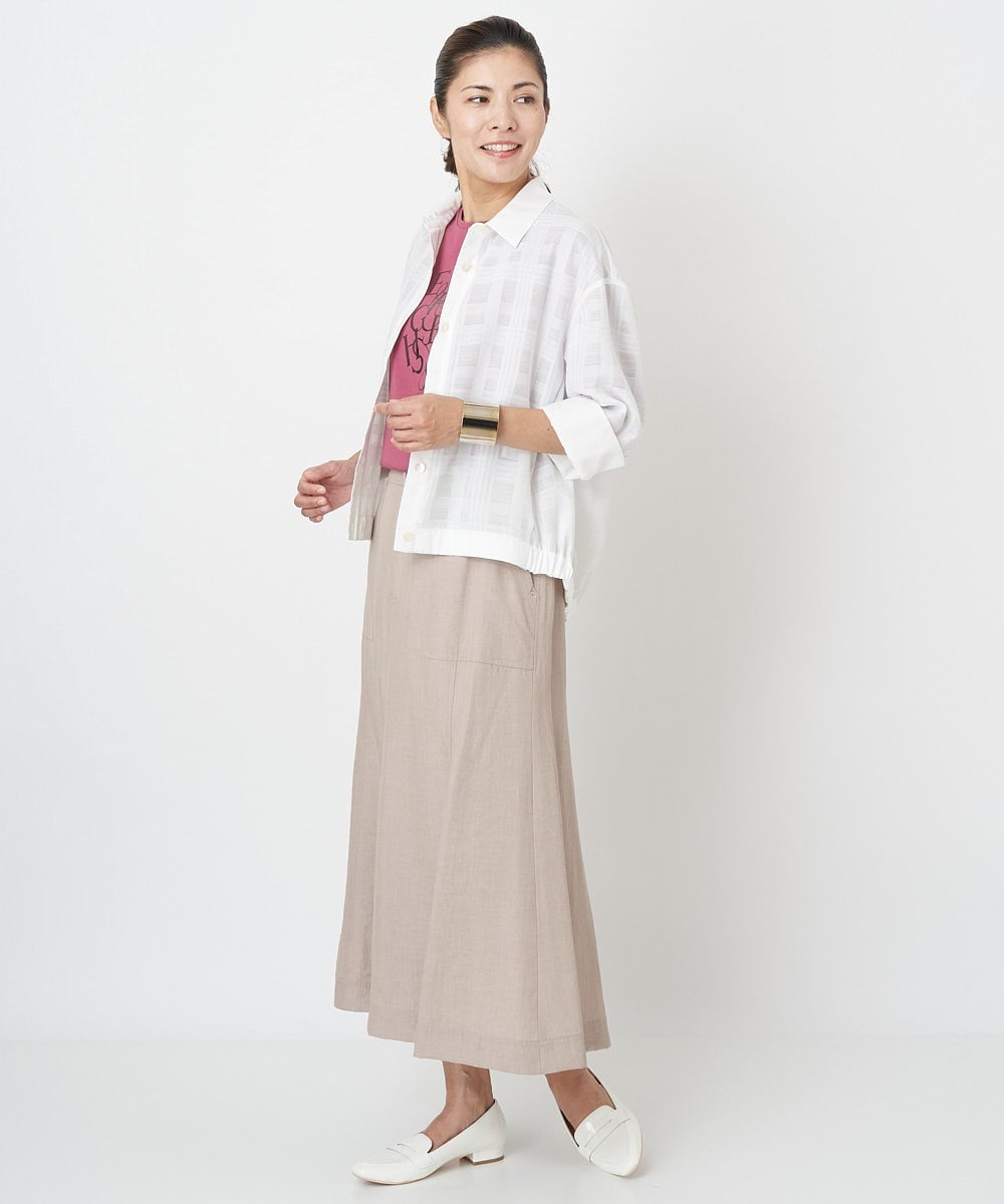 PZBJT34330 GEORGES RECH(ジョルジュ・レッシュ) [接触冷感/速乾]シアーチェック7分袖スラブシャツ ブラック