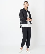 PZBJT34330 GEORGES RECH(ジョルジュ・レッシュ) [接触冷感/速乾]シアーチェック7分袖スラブシャツ ブラック