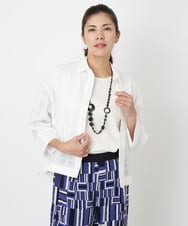 PZBJT34330 GEORGES RECH(ジョルジュ・レッシュ) [接触冷感/速乾]シアーチェック7分袖スラブシャツ ブラック