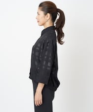 PZBJT34330 GEORGES RECH(ジョルジュ・レッシュ) [接触冷感/速乾]シアーチェック7分袖スラブシャツ ブラック