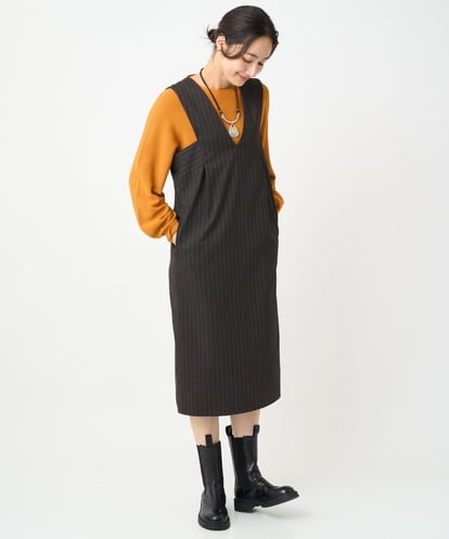PZEAE58390 GEORGES RECH ストライプVネックジャンパースカート