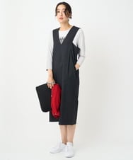 PZEAE58390 GEORGES RECH(ジョルジュ・レッシュ) ストライプVネックジャンパースカート ダークグレー