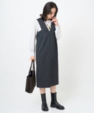 PZEAE58390 GEORGES RECH(ジョルジュ・レッシュ) ストライプVネックジャンパースカート ダークグレー