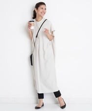 PZEGS35390 GEORGES RECH(ジョルジュ・レッシュ)  [日本製]BIGシルエットドレープワンピース ライトグレー