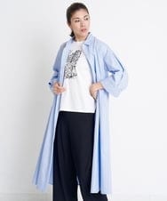 PZEGS36430 GEORGES RECH(ジョルジュ・レッシュ)  [日本製]2WAYスリーブストライプシャツワンピース ライトブルー
