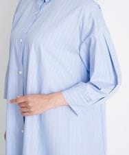 PZEGS36430 GEORGES RECH(ジョルジュ・レッシュ)  [日本製]2WAYスリーブストライプシャツワンピース ライトブルー