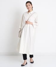 PZEGS36430 GEORGES RECH(ジョルジュ・レッシュ)  [日本製]2WAYスリーブストライプシャツワンピース ライトブルー