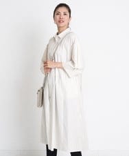 PZEGS36430 GEORGES RECH(ジョルジュ・レッシュ)  [日本製]2WAYスリーブストライプシャツワンピース ライトブルー