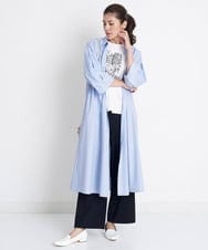 PZEGS36430 GEORGES RECH(ジョルジュ・レッシュ)  [日本製]2WAYスリーブストライプシャツワンピース ライトブルー