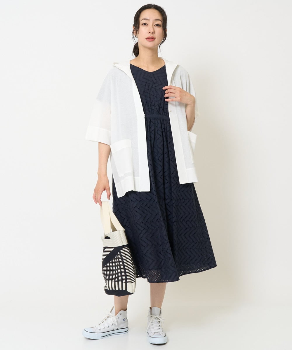 PZEHA56390 GEORGES RECH(ジョルジュ・レッシュ) コットンエンブロイダリーワンピース ネイビー