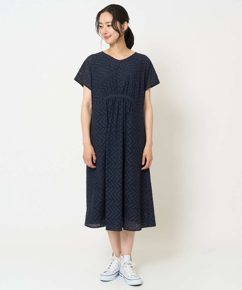 PZEHA56390 GEORGES RECH(ジョルジュ・レッシュ) コットンエンブロイダリーワンピース ネイビー