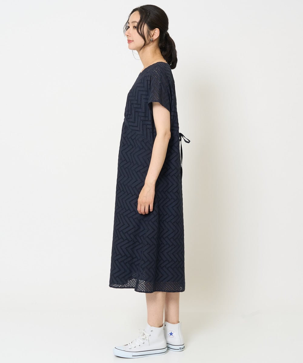 PZEHA56390 GEORGES RECH(ジョルジュ・レッシュ) コットンエンブロイダリーワンピース ネイビー