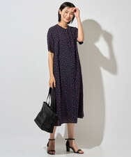PZEHD43360 GEORGES RECH(ジョルジュ・レッシュ) スクエアドットバンドカラーワンピース ネイビー系