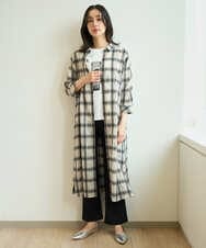 PZEHE63430 GEORGES RECH(ジョルジュ・レッシュ) シアーチェックレイヤードワンピース アイボリー系