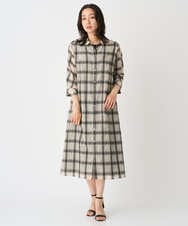 PZEHE63430 GEORGES RECH(ジョルジュ・レッシュ) シアーチェックレイヤードワンピース アイボリー系