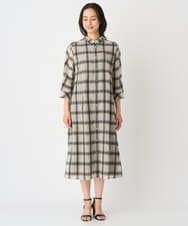 PZEHE63430 GEORGES RECH(ジョルジュ・レッシュ) シアーチェックレイヤードワンピース アイボリー系