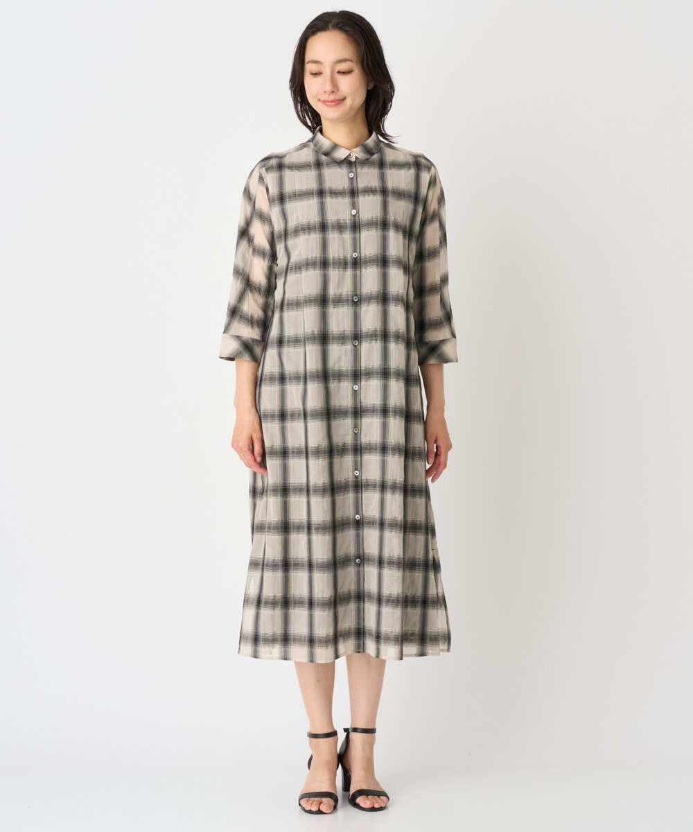 PZEHE63430 GEORGES RECH(ジョルジュ・レッシュ) シアーチェックレイヤードワンピース アイボリー系