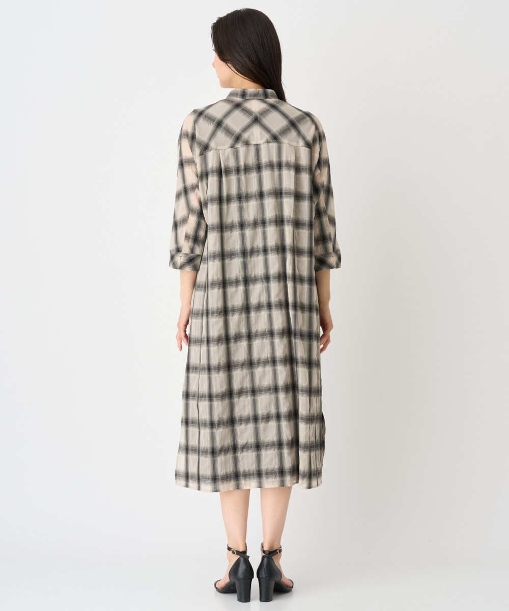 PZEHE63430 GEORGES RECH(ジョルジュ・レッシュ) シアーチェックレイヤードワンピース アイボリー系