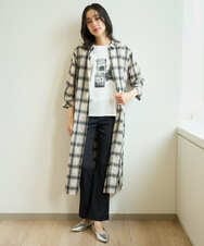 PZEHE63430 GEORGES RECH(ジョルジュ・レッシュ) シアーチェックレイヤードワンピース アイボリー系
