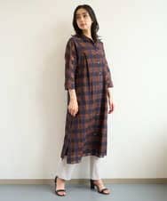 PZEHE63430 GEORGES RECH(ジョルジュ・レッシュ) シアーチェックレイヤードワンピース アイボリー系