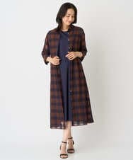 PZEHE63430 GEORGES RECH(ジョルジュ・レッシュ) シアーチェックレイヤードワンピース アイボリー系