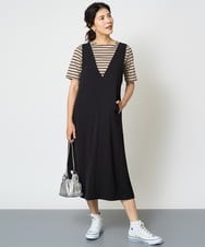 PZEHW17390 GEORGES RECH(ジョルジュ・レッシュ) [2点セット]ジャンパースカート×ボーダーカットソー ブラック系
