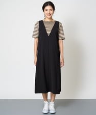 PZEHW17390 GEORGES RECH(ジョルジュ・レッシュ) [2点セット]ジャンパースカート×ボーダーカットソー ブラック系
