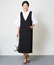 PZEHW17390 GEORGES RECH(ジョルジュ・レッシュ) [2点セット]ジャンパースカート×ボーダーカットソー ブラック系