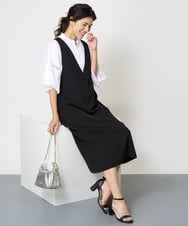 PZEHW17390 GEORGES RECH(ジョルジュ・レッシュ) [2点セット]ジャンパースカート×ボーダーカットソー ブラック系