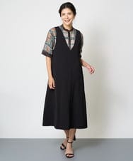 PZEHW17390 GEORGES RECH(ジョルジュ・レッシュ) [2点セット]ジャンパースカート×ボーダーカットソー ブラック系