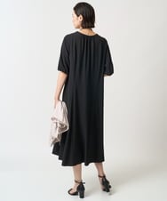 PZEJB21360 GEORGES RECH(ジョルジュ・レッシュ) [接触冷感/吸水速乾]ボリュームスリーブフレアワンピース ネイビー