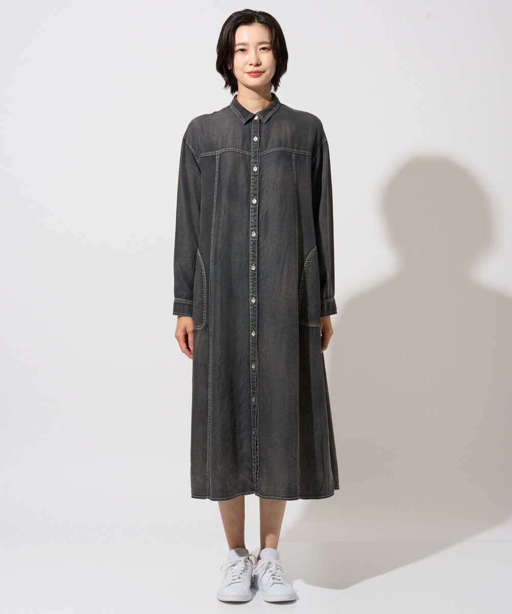 PZEJF08390 GEORGES RECH(ジョルジュ・レッシュ) デニムロングシャツワンピース グレー