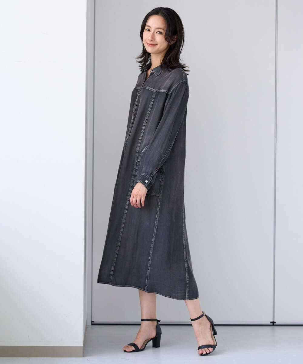 PZEJF08390 GEORGES RECH(ジョルジュ・レッシュ) デニムロングシャツワンピース グレー