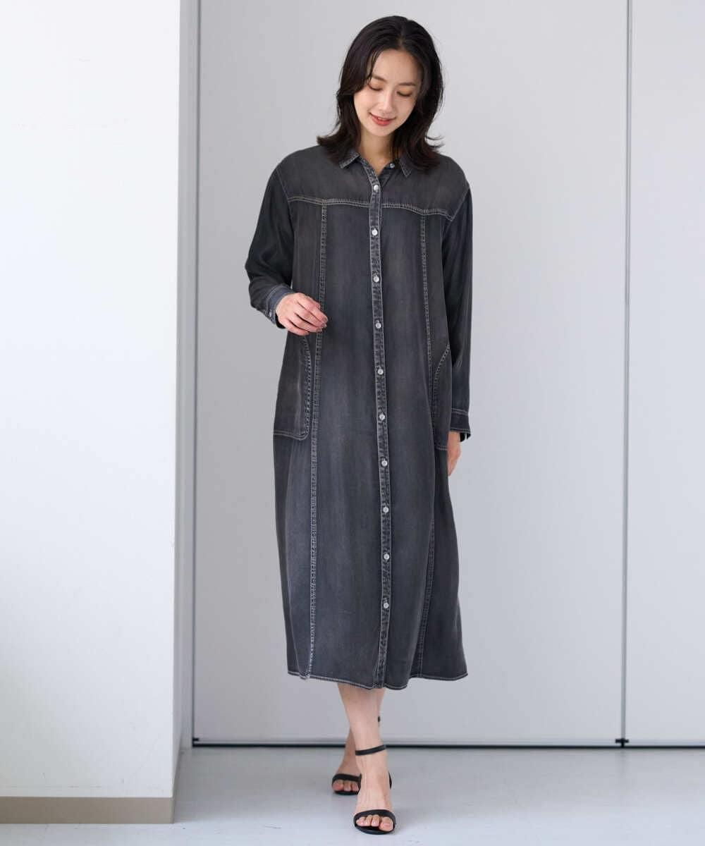 PZEJF08390 GEORGES RECH(ジョルジュ・レッシュ) デニムロングシャツワンピース グレー