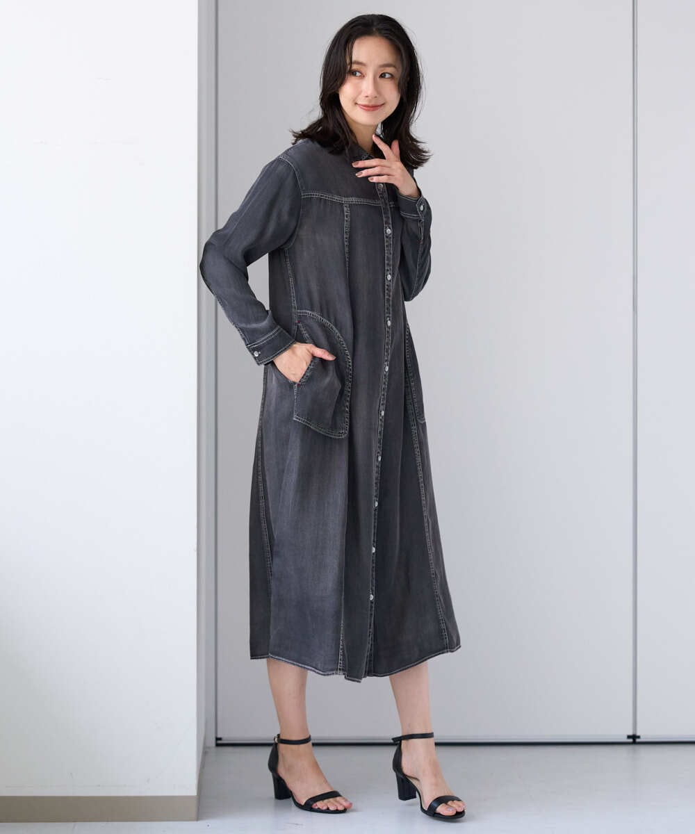 PZEJF08390 GEORGES RECH(ジョルジュ・レッシュ) デニムロングシャツワンピース グレー