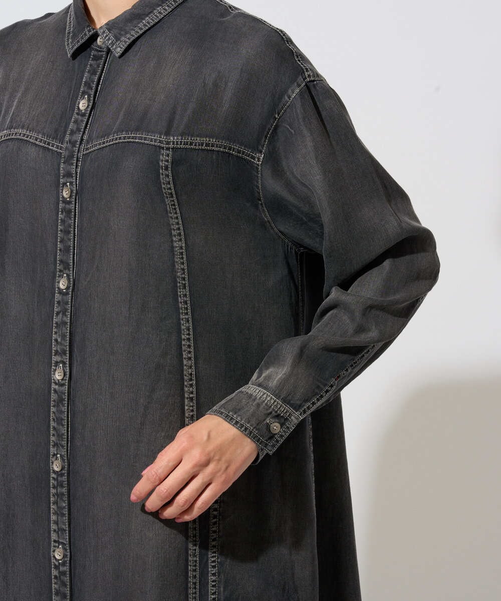 PZEJF08390 GEORGES RECH(ジョルジュ・レッシュ) デニムロングシャツワンピース グレー