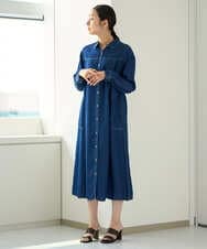 PZEJF08390 GEORGES RECH(ジョルジュ・レッシュ) デニムロングシャツワンピース グレー