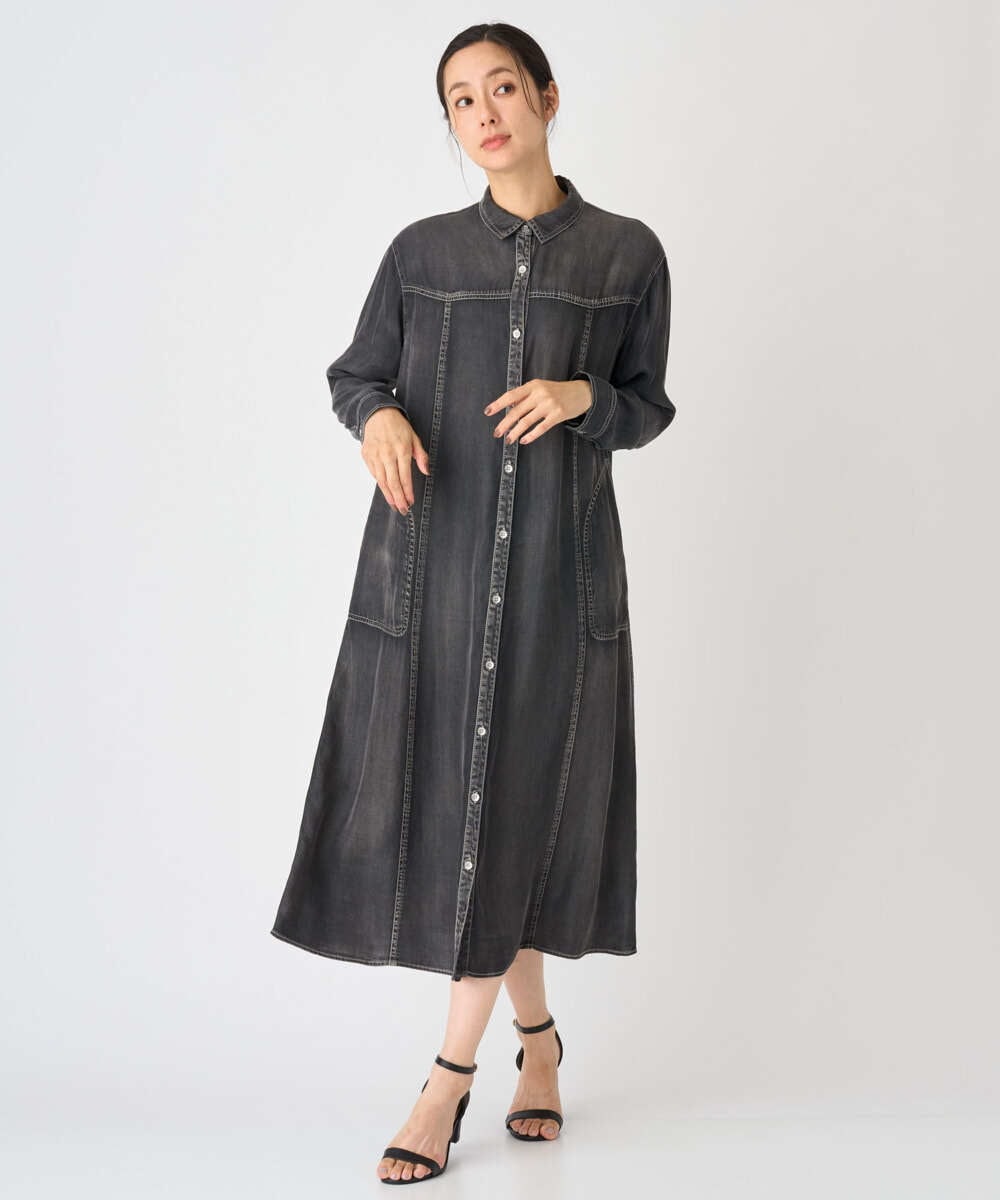 PZEJF08390 GEORGES RECH(ジョルジュ・レッシュ) デニムロングシャツワンピース グレー