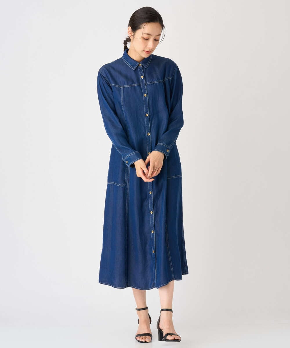 PZEJF08390 GEORGES RECH(ジョルジュ・レッシュ) デニムロングシャツワンピース グレー
