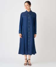 PZEJF08390 GEORGES RECH(ジョルジュ・レッシュ) デニムロングシャツワンピース グレー