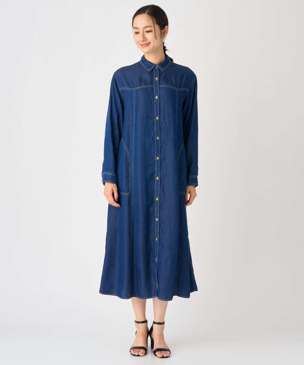 PZEJF08390 GEORGES RECH(ジョルジュ・レッシュ) デニムロングシャツワンピース グレー