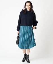 PZEJS16490 GEORGES RECH(ジョルジュ・レッシュ) [日本製]ドビーストライプシャツワンピース ブラック系