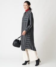 PZEJS16490 GEORGES RECH(ジョルジュ・レッシュ) [日本製]ドビーストライプシャツワンピース ブラック系