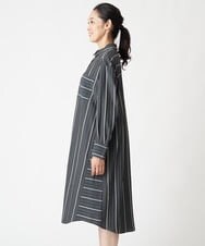 PZEJS16490 GEORGES RECH(ジョルジュ・レッシュ) [日本製]ドビーストライプシャツワンピース ブラック系