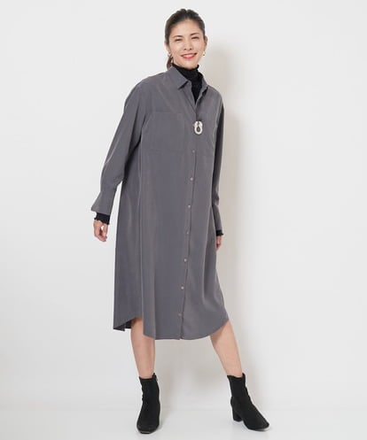 PZEJS17390 GEORGES RECH  [日本製]ピーチポプリンシャツワンピース
