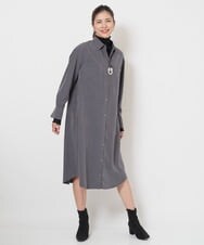 PZEJS17390 GEORGES RECH(ジョルジュ・レッシュ)  [日本製]ピーチポプリンシャツワンピース ダークグレー