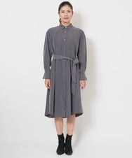 PZEJS17390 GEORGES RECH(ジョルジュ・レッシュ)  [日本製]ピーチポプリンシャツワンピース ダークグレー
