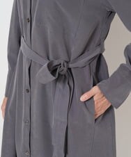 PZEJS17390 GEORGES RECH(ジョルジュ・レッシュ)  [日本製]ピーチポプリンシャツワンピース ダークグレー