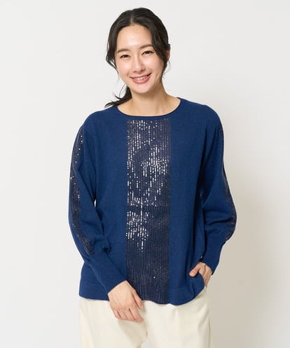 PZFAB04230  スパンコール刺繍エンブロイダリーニット